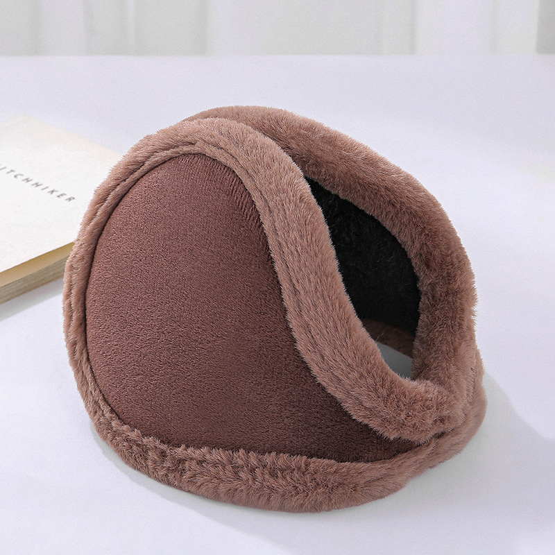 加绒加厚毛绒保暖耳罩 冬季男士护耳耳暖 纯色学生防寒后戴式耳套