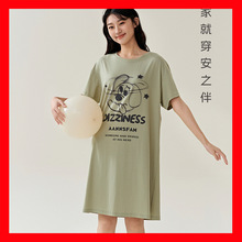 专柜正品  夏季女款韩版针织丝光棉睡衣家居服短袖睡裙721086