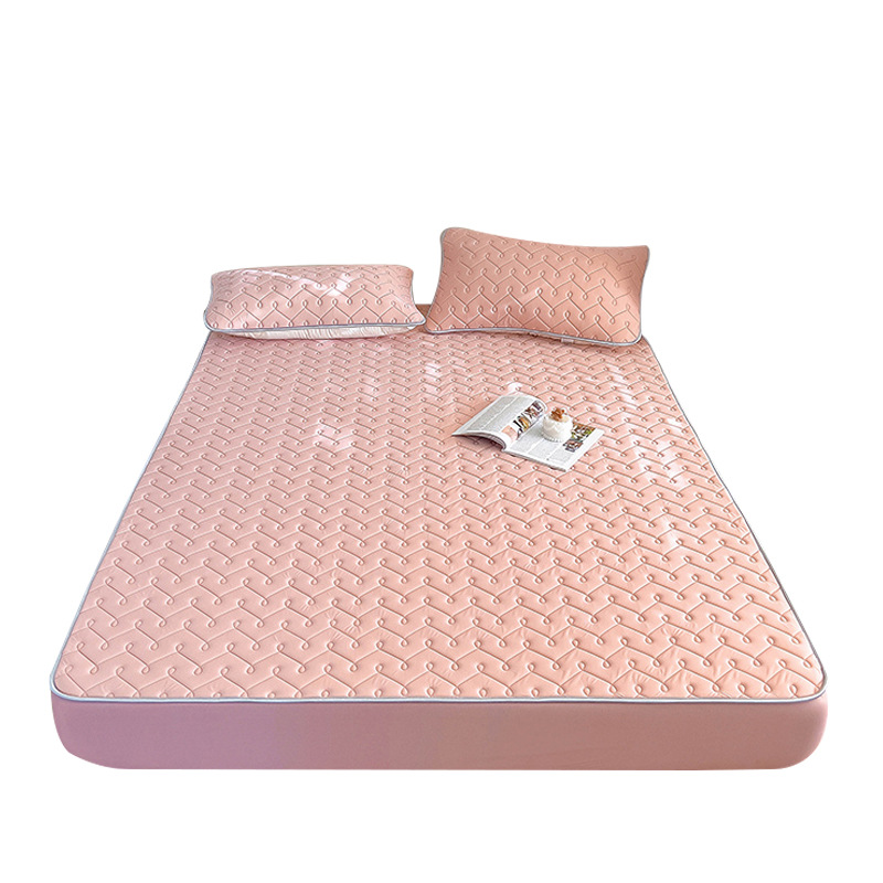 Summer Ice Silk Latex Summer Mat Fitted Sheet Three-Piece Set Can Be Wash Folded Single Double Student Dormitory Mat