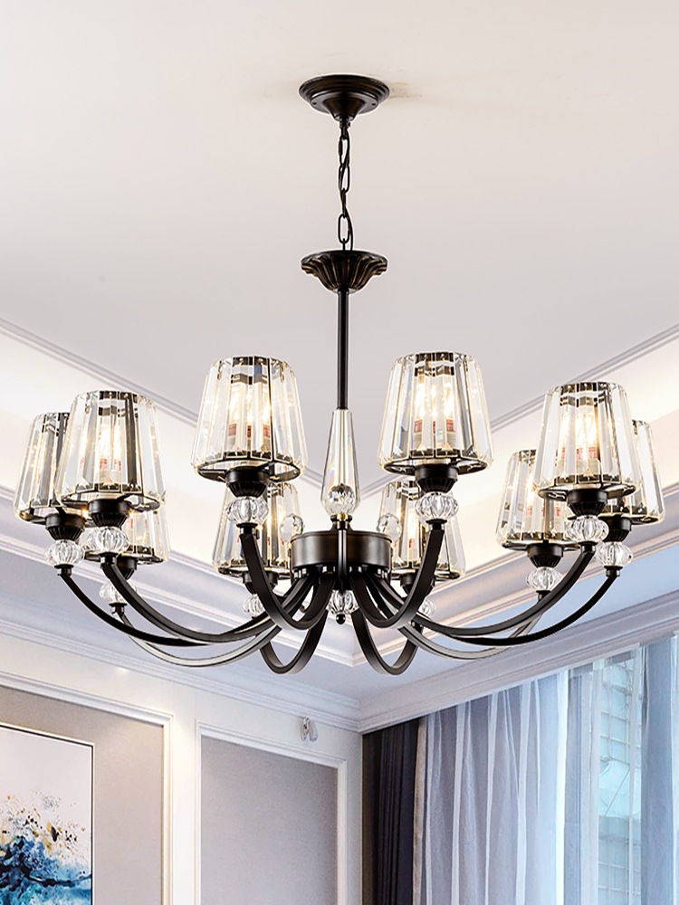 美式水晶吊灯客厅灯具现代简约轻奢卧室餐厅复式大楼别墅大厅灯饰