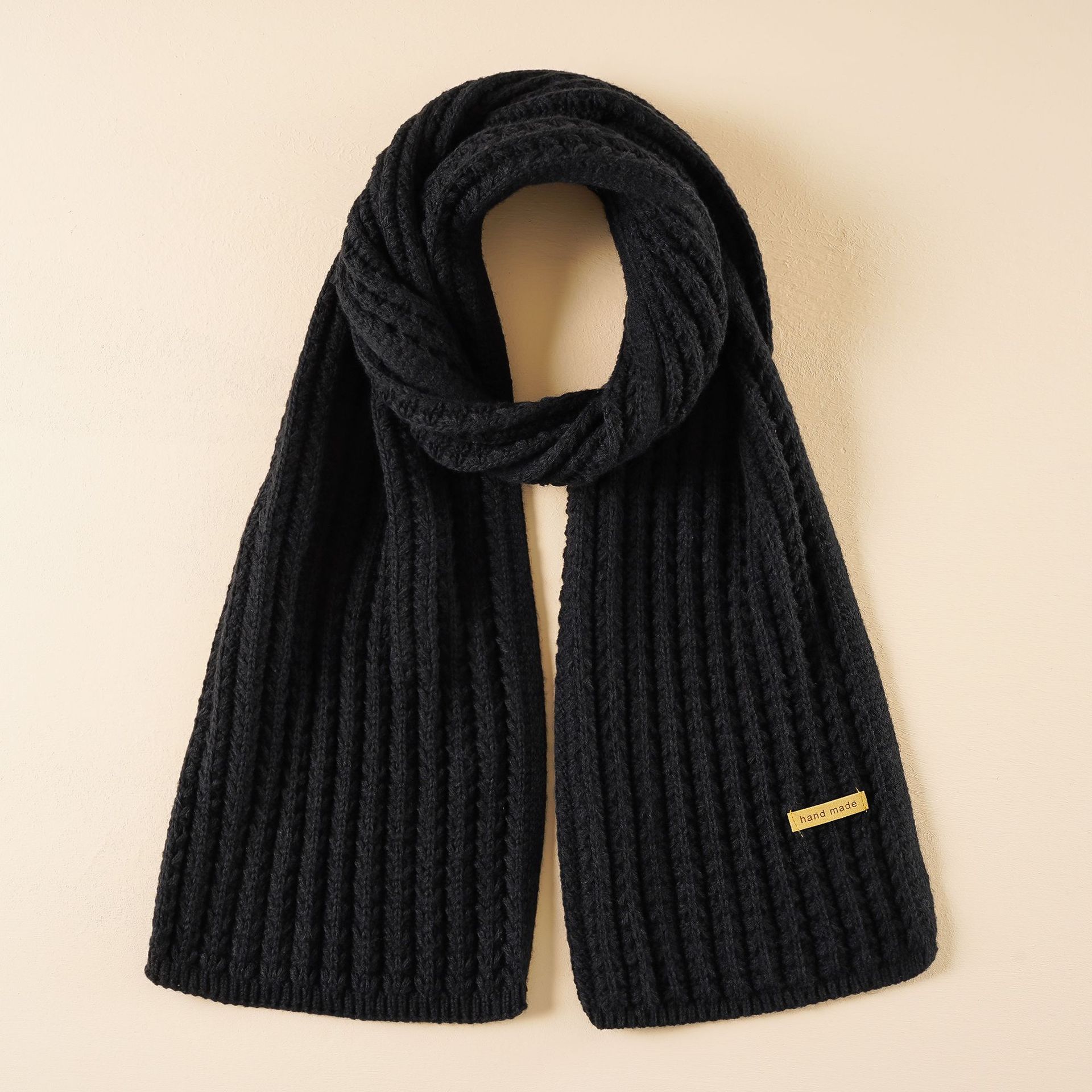 2021新款纯色毛线围巾男女冬季简约加厚针织保暖围巾百搭