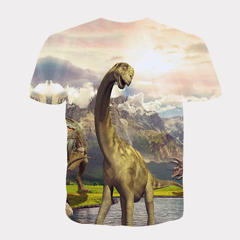 厂家 批发 外贸 夏季款 恐龙3d数码印花宽松情侣装休闲 短袖t恤衫
