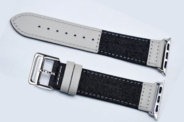 apple watch 手表带牛仔布真皮撞色帆布iwatch表带适用苹果手表带