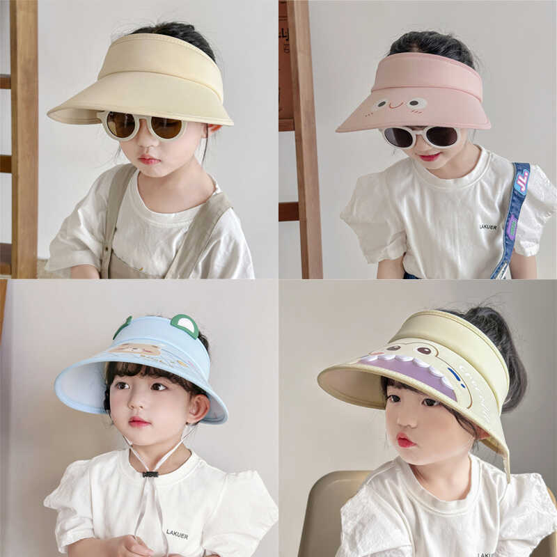 夏季儿童防晒帽子可爱男女孩遮阳帽户外出游宝宝大帽檐空顶太阳帽