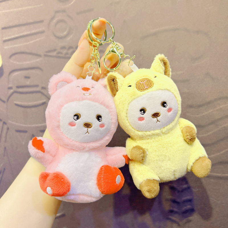 头套小熊玩偶钥匙扣批发创意钥匙链毛绒娃娃小挂件小商品公仔挂饰