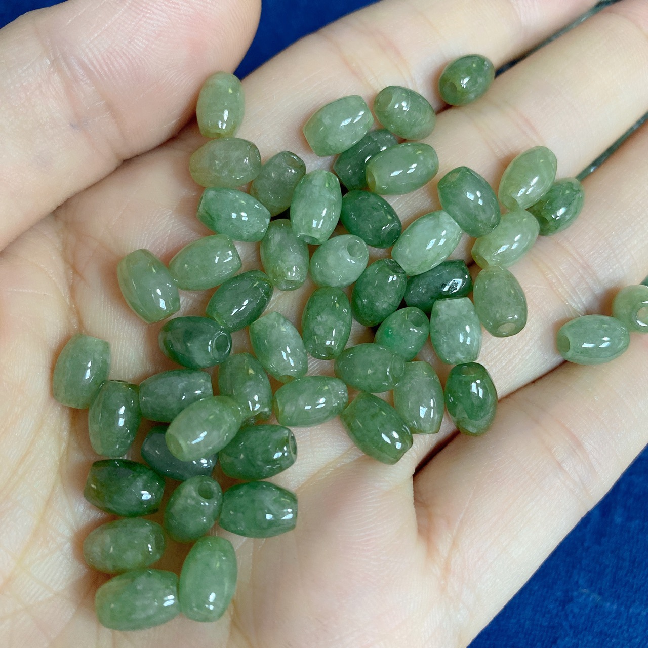 翡翠散珠a货玉米珠路路通天然缅甸diy编项链手链大孔玉珠子配件