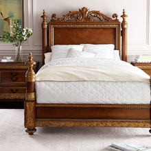 美式床轻奢法式乡村实木复古做旧1.5 1.8双人床家具实木双人婚床