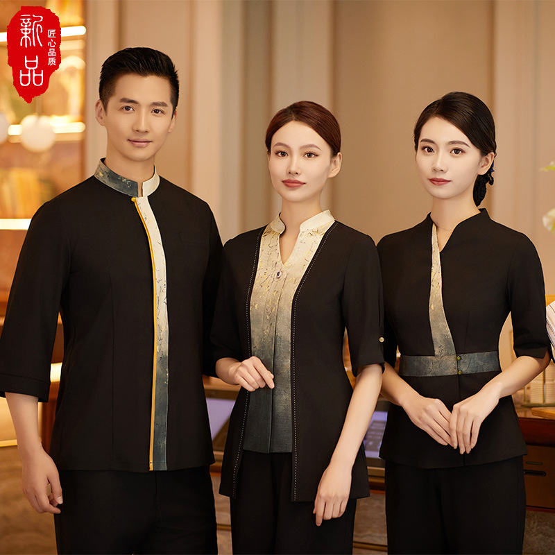 服务员工作服短袖女高档新中式餐厅服装酒店餐饮茶楼火锅饭店夏季
