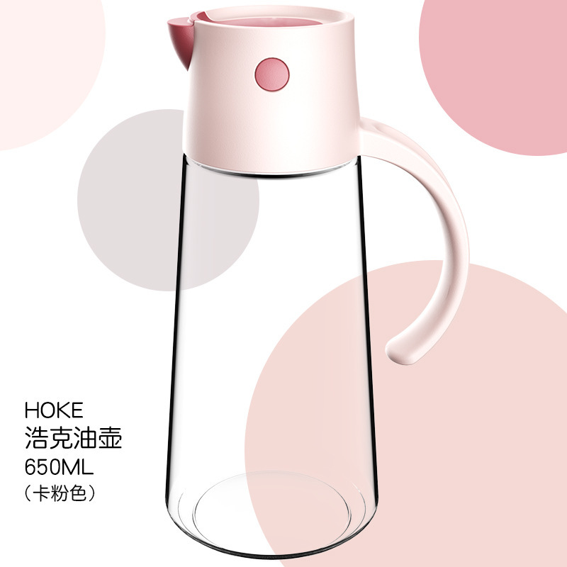 Transparent Automatic Opening and Closing Glass Oiler Kitchen Leakproof Oil Pot with Lid Seasoning Bottle Vinegar Bottle Oil Bottle Haoke Oiler