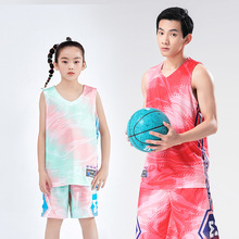 新款数码印成人儿童篮球服套装 篮球比赛训练背心球衣印字印号DIY