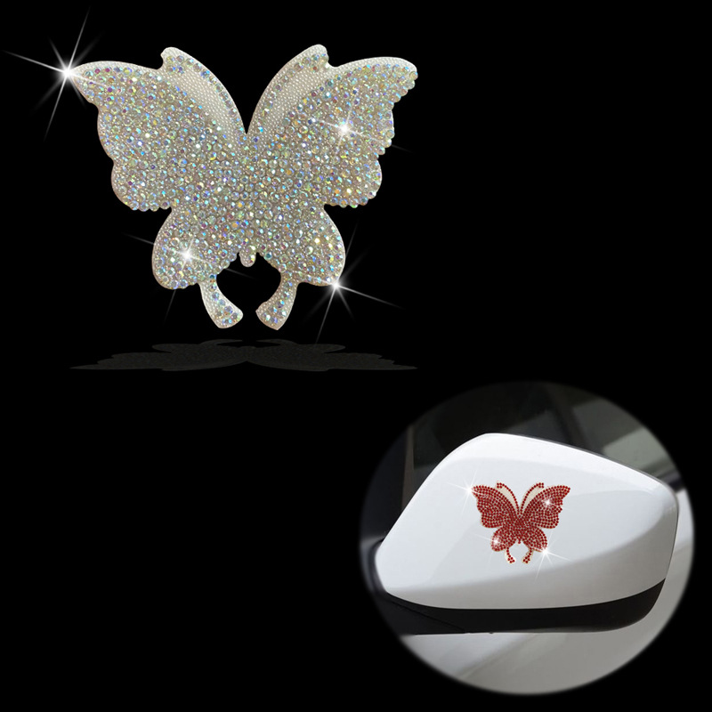 跨境水晶蝴蝶汽车贴纸 女神款精美蝴蝶车载装饰品 冰箱电脑贴