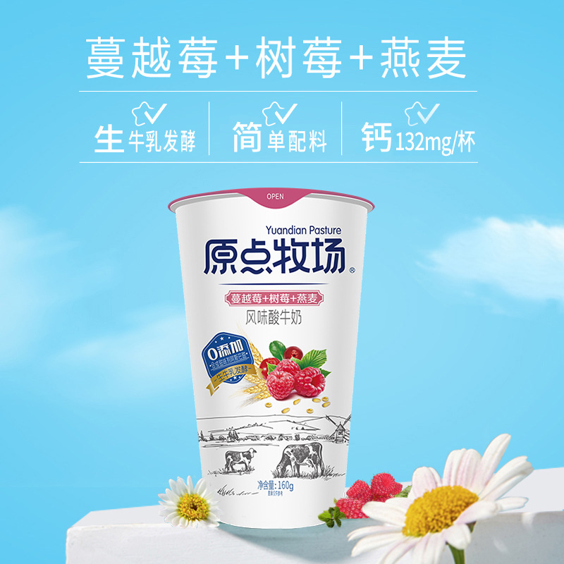 银桥高品酸牛乳蔓越莓风味奶160g*12牛奶整箱批发