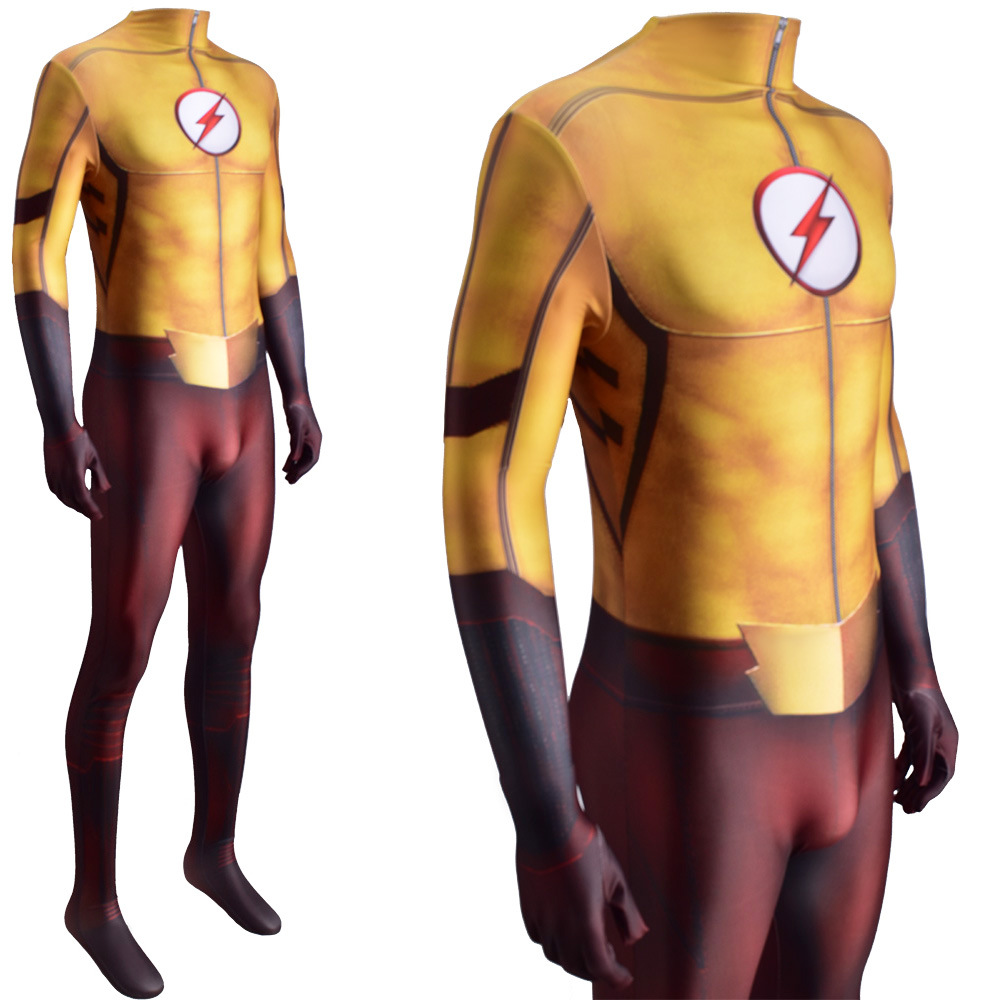 闪电侠costhe flash 闪电小子kid flash连体紧身衣