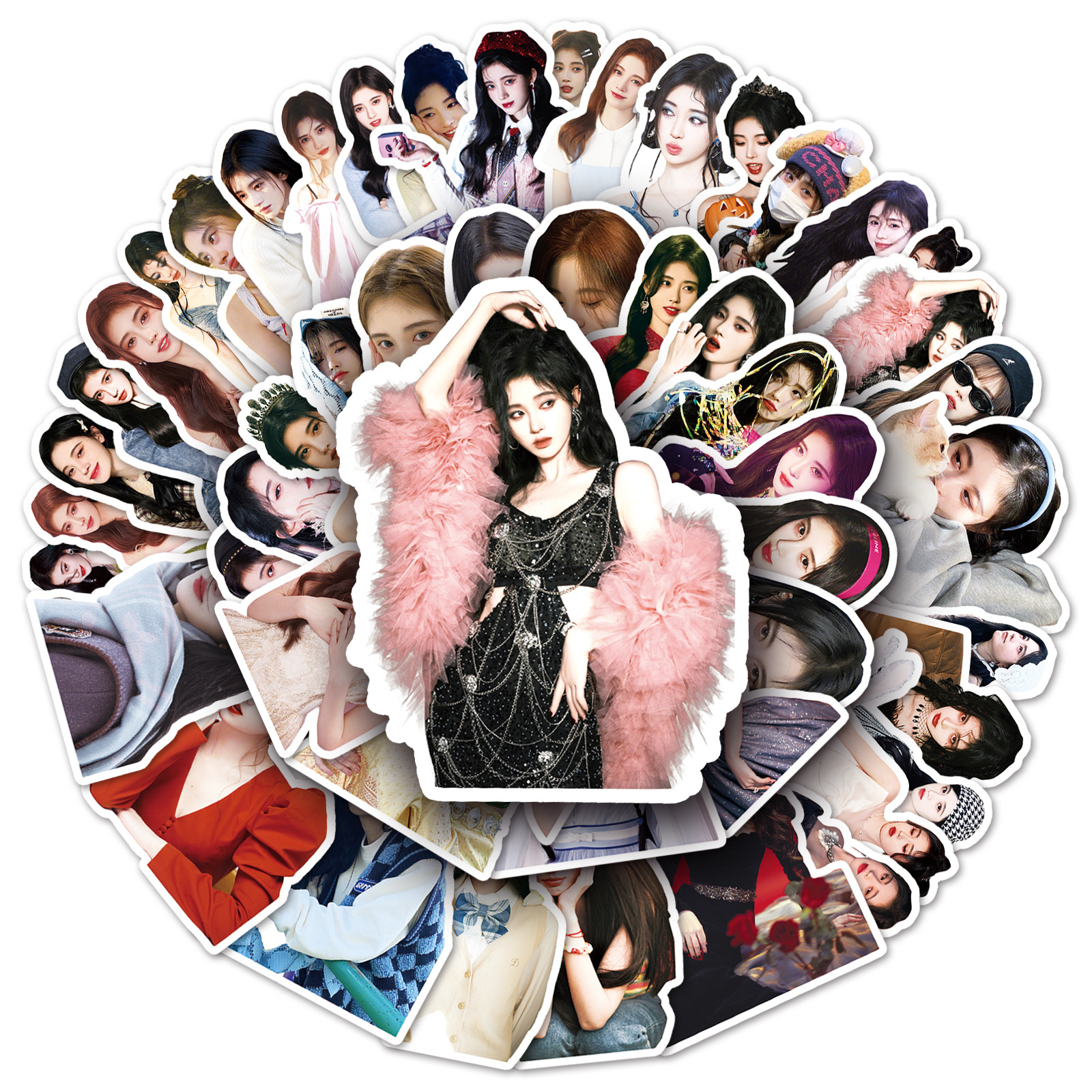 50张鞠婧祎明星周边防水可滴胶手账本装饰贴画diy文具贴纸小礼品