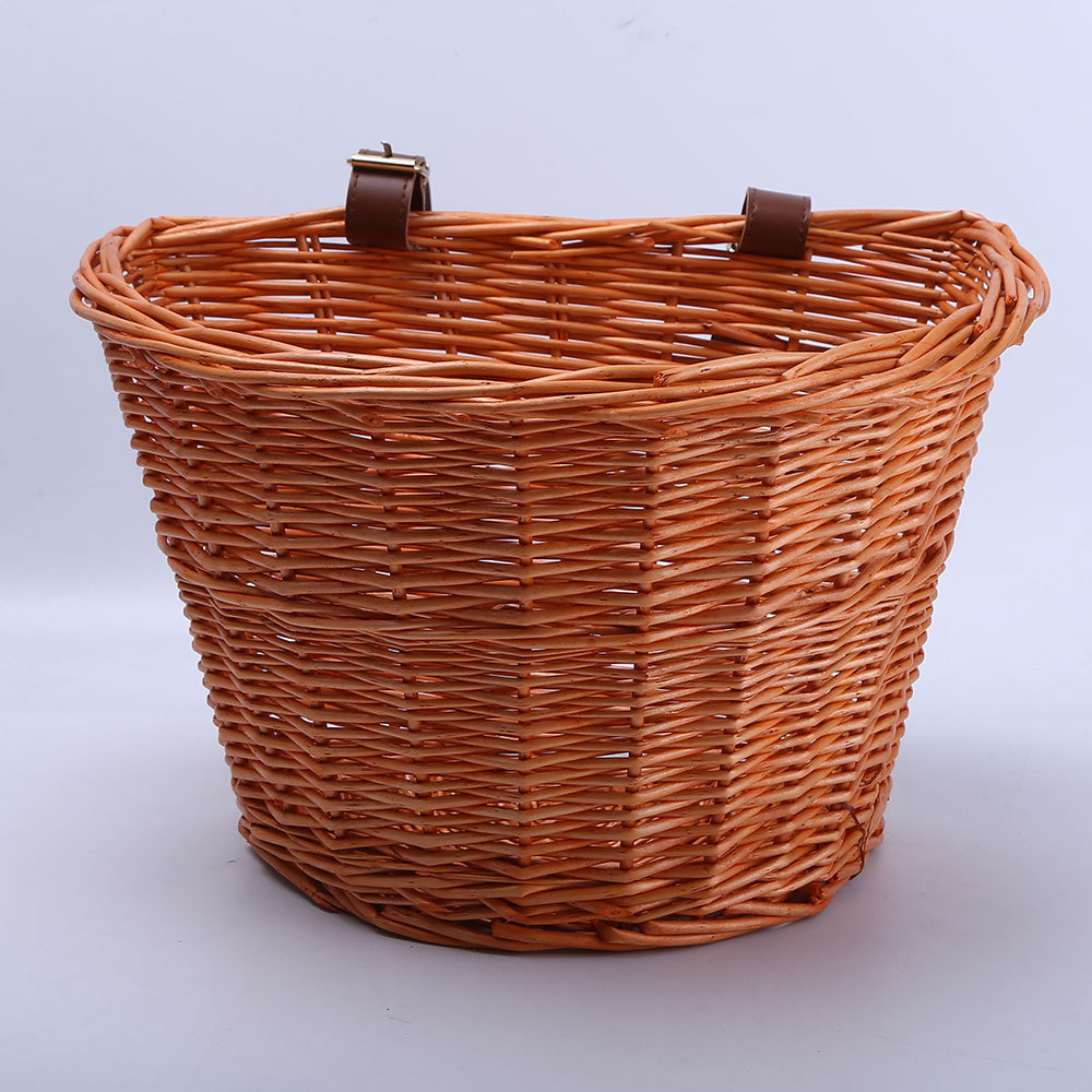 柳条编自行车篮子d型藤编折叠批发自行车车筐宠物篮子一件代发