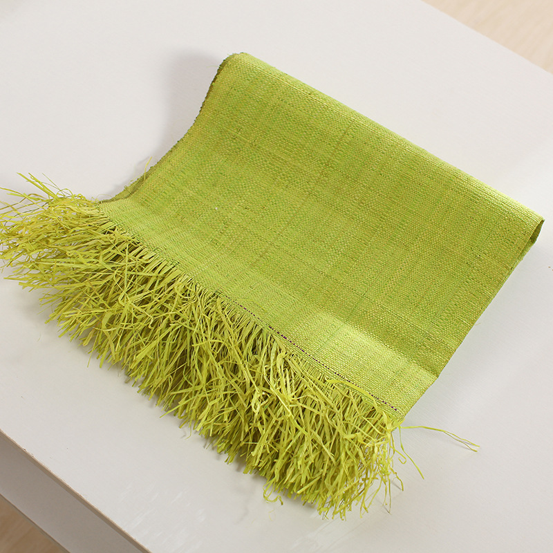 厂家直供新款染色拉菲草席手工编织草布多颜色天然拉菲草席批发