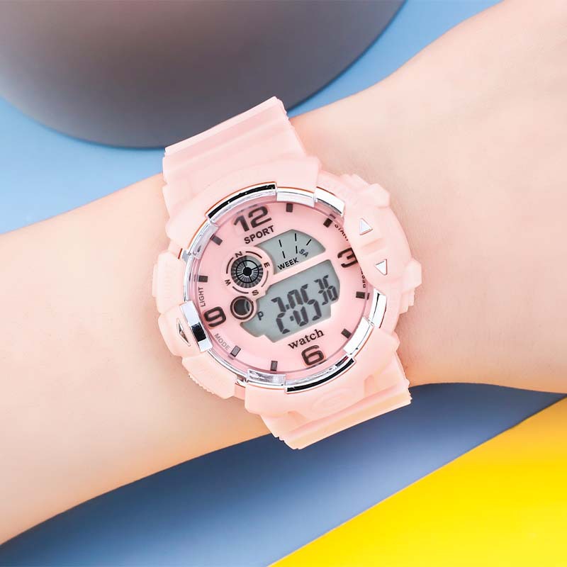 Macaron Campus Student Electronic Watch Youth Primary and Secondary School Students Sports Countdown Running Watch Multi-Functional