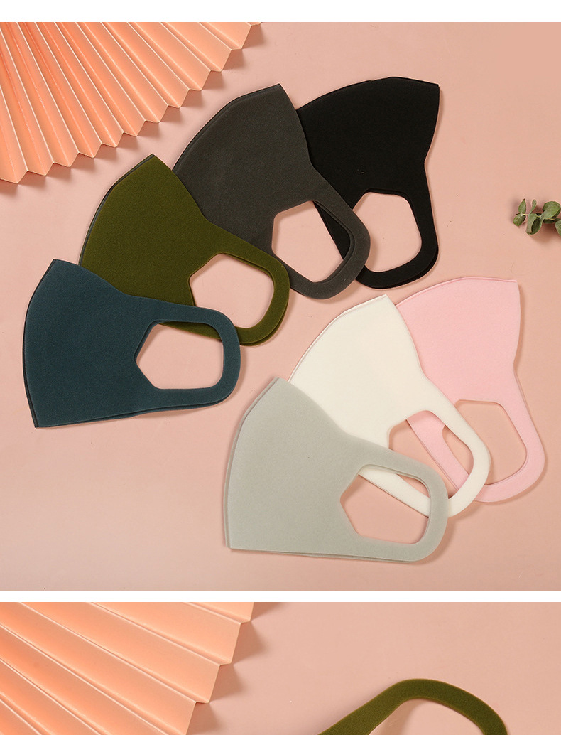 海绵口罩时尚3d聚氨酯男女透气口罩挂耳式骑行面罩纯色口罩三枚装