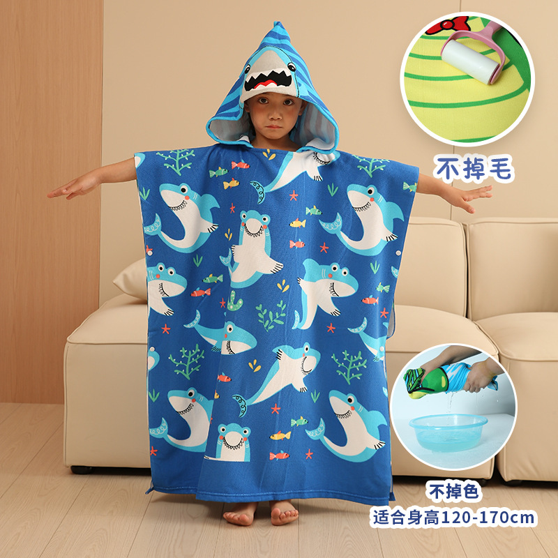厂家直销微商大号儿童浴巾斗篷活性印花连帽浴袍披风吸水可穿浴巾