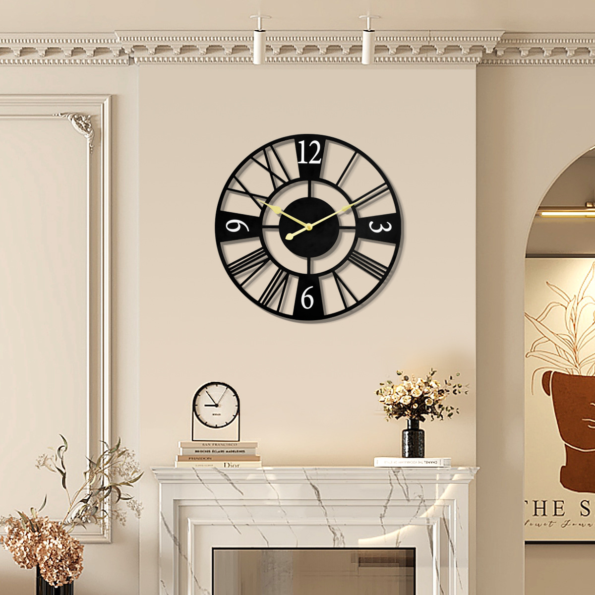 Nordic Retro Simple Stylish Wall Clock Suitable for Family Living Room Bedroom Moving into the New House Iron Mute Clock