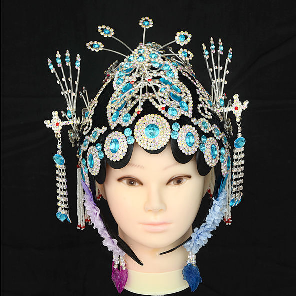 戏剧舞蹈戏曲头面饰青衣俏花旦丫鬟头饰京剧越剧豫剧一体唱戏头套