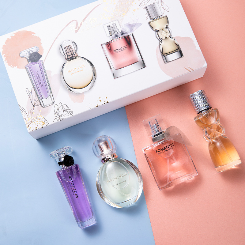 Flower Words New Perfume for Women Four-Piece Set Tik Tok Live Stream Hot Box Gift Box Fragrance One Piece Dropshipping