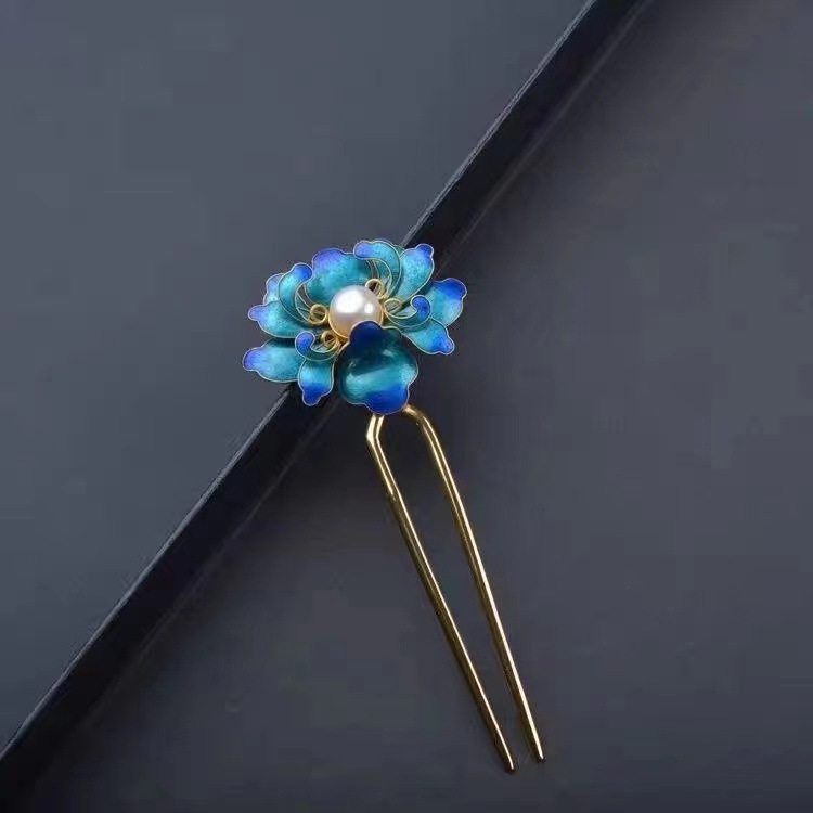 牡丹钗子汉服花丝掐丝头饰古风古装汉服银饰发簪手工钗子-阿里巴巴