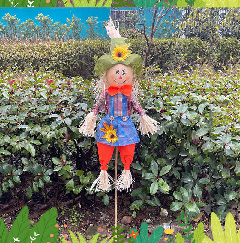 万圣节布景娃娃稻草人驱鸟玩偶拍摄风格赶鸟农村彩带菜园田园装饰