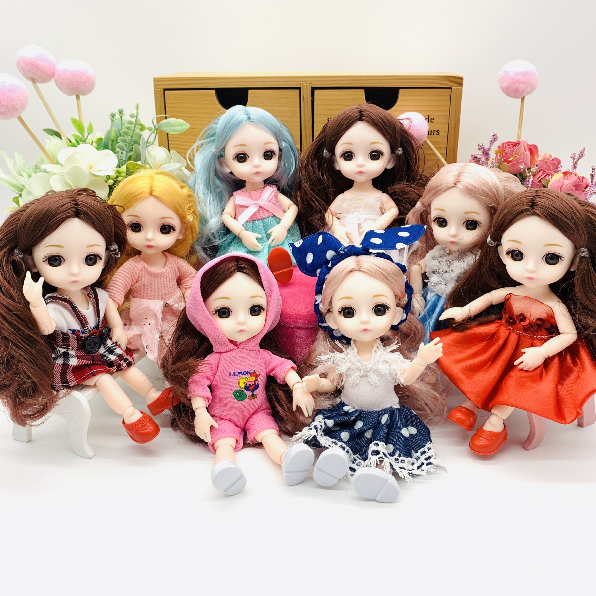 琪梦童心芭比洋娃娃女孩小公主装扮精美3d眼睛13关节仿真玩具礼物