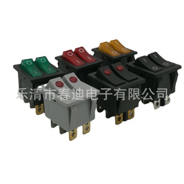 批发船型开关kcd6电源开关4脚双联翘板开关 kcd3双按钮电源开关