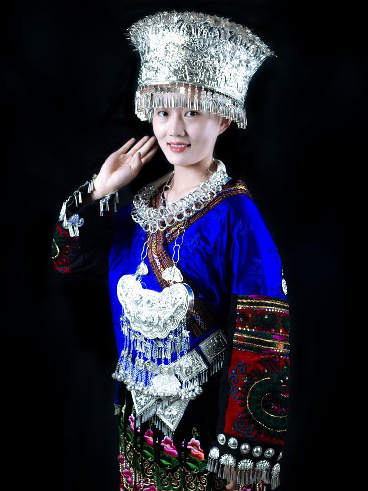 贵州银饰苗族头饰苗银帽子三都水族项圈亚领民族盛装舞蹈演出服女