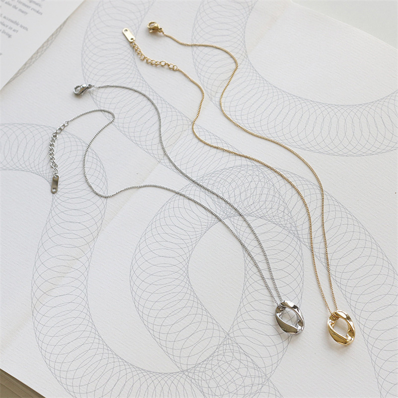 跨境欧美ins网红博主巨火环形项链圆形项链锁骨链镀14k金项链