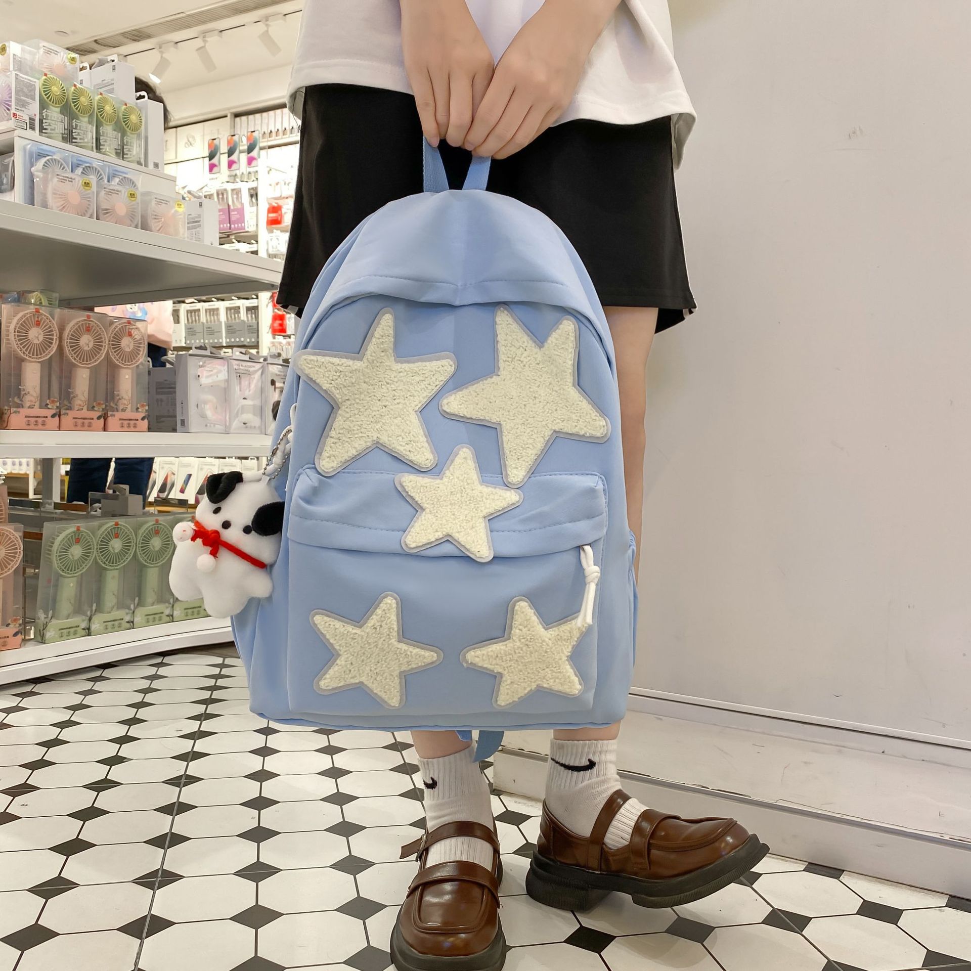 Japanese Ins Cute Girl Five-Pointed Star Backpack Large Capacity Star Tide High School Junior's Schoolbag Backpack