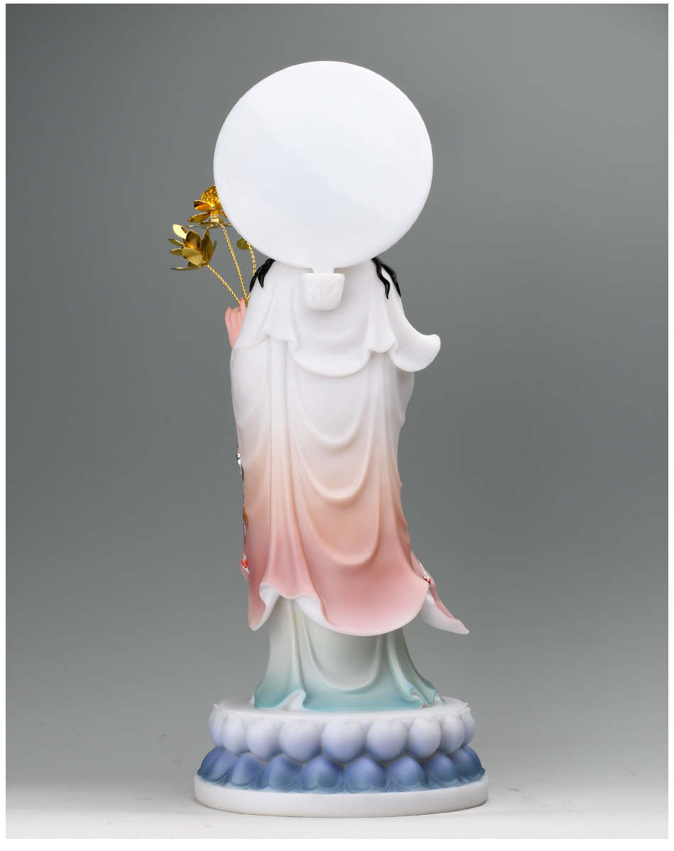 合成汉白玉佛像家用19寸西方三圣佛像神像观音像阿弥陀佛摆件古彩