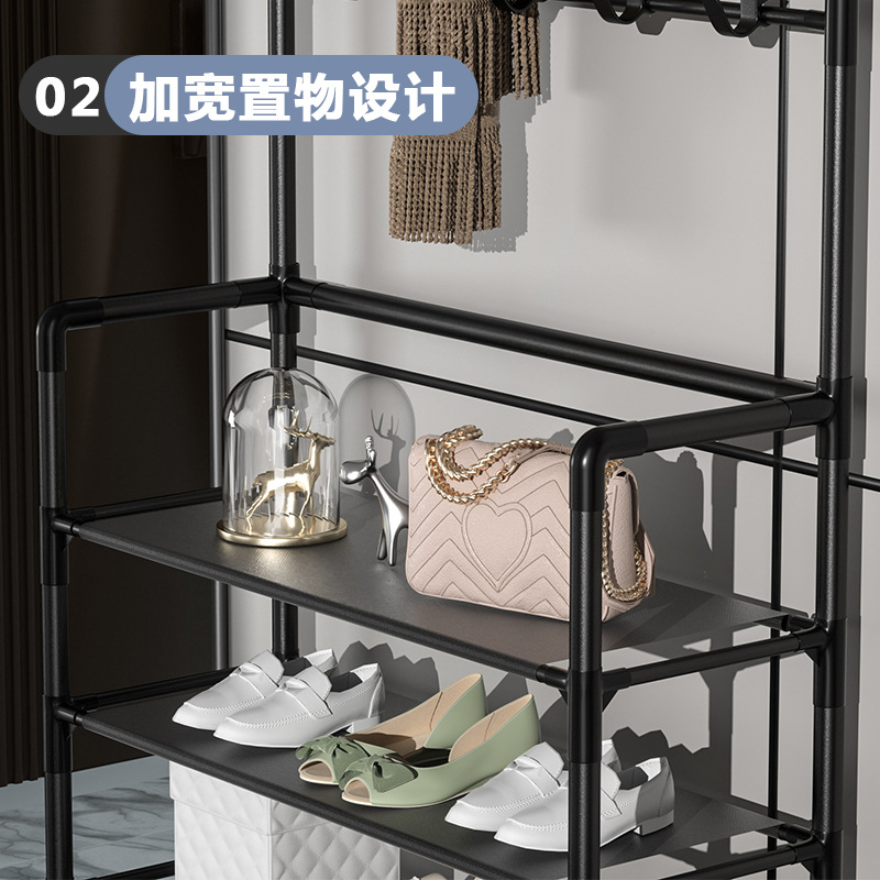 Floor Coat Rack Shoe Rack Integrated Clothes Rack Household Bedroom Shoes and Hat Rack Living Room Simple Doorway Storage Shelf Storage