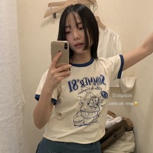 【现货】viaplain短袖T恤2024春季新款韩国东大门可爱猫咪上衣女