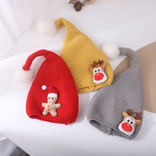 儿童毛线帽圣诞小鹿可爱超萌宝宝帽子秋冬新款外贸ins婴儿毛线帽