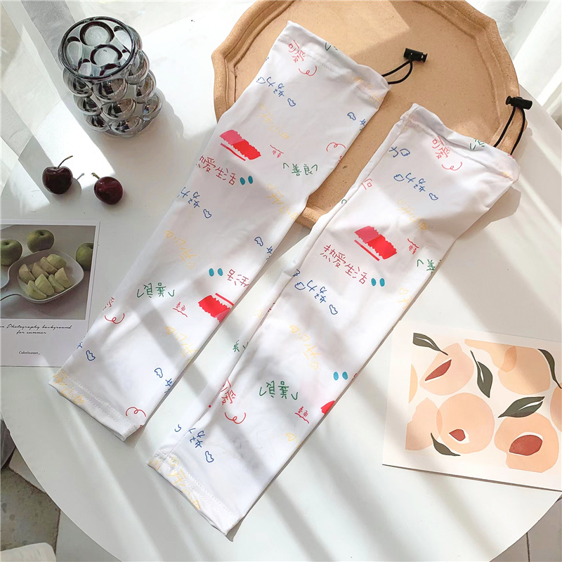 New Printing Ice Sleeve Adult Female Adjustable Sun Protection Oversleeve Skin-Friendly Ice Silk Cool UV Protection Oversleeve Wholesale