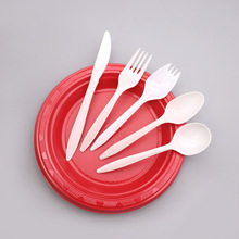 一次性塑料刀叉勺白色雪糕勺塑料叉勺西餐餐具布丁勺厂家批发