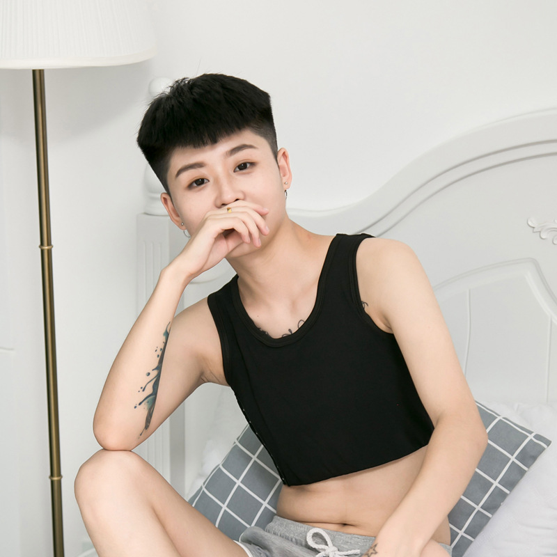 帅t束胸les大码束胸内衣女纯棉大胸显小背心绷带超平加强短