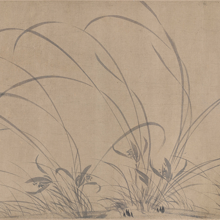 宋赵孟坚墨兰图卷仿古画名画复制品古代国画花鸟画手卷字画礼品