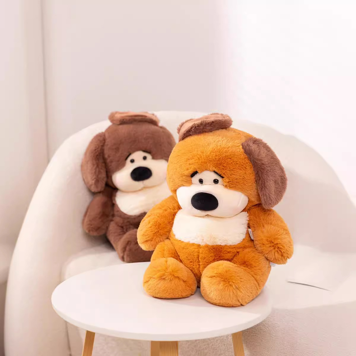 憨豆狗毛绒玩具呆萌趴狗玩偶公仔大号长毛小狗搂睡抱枕兑换跨境生