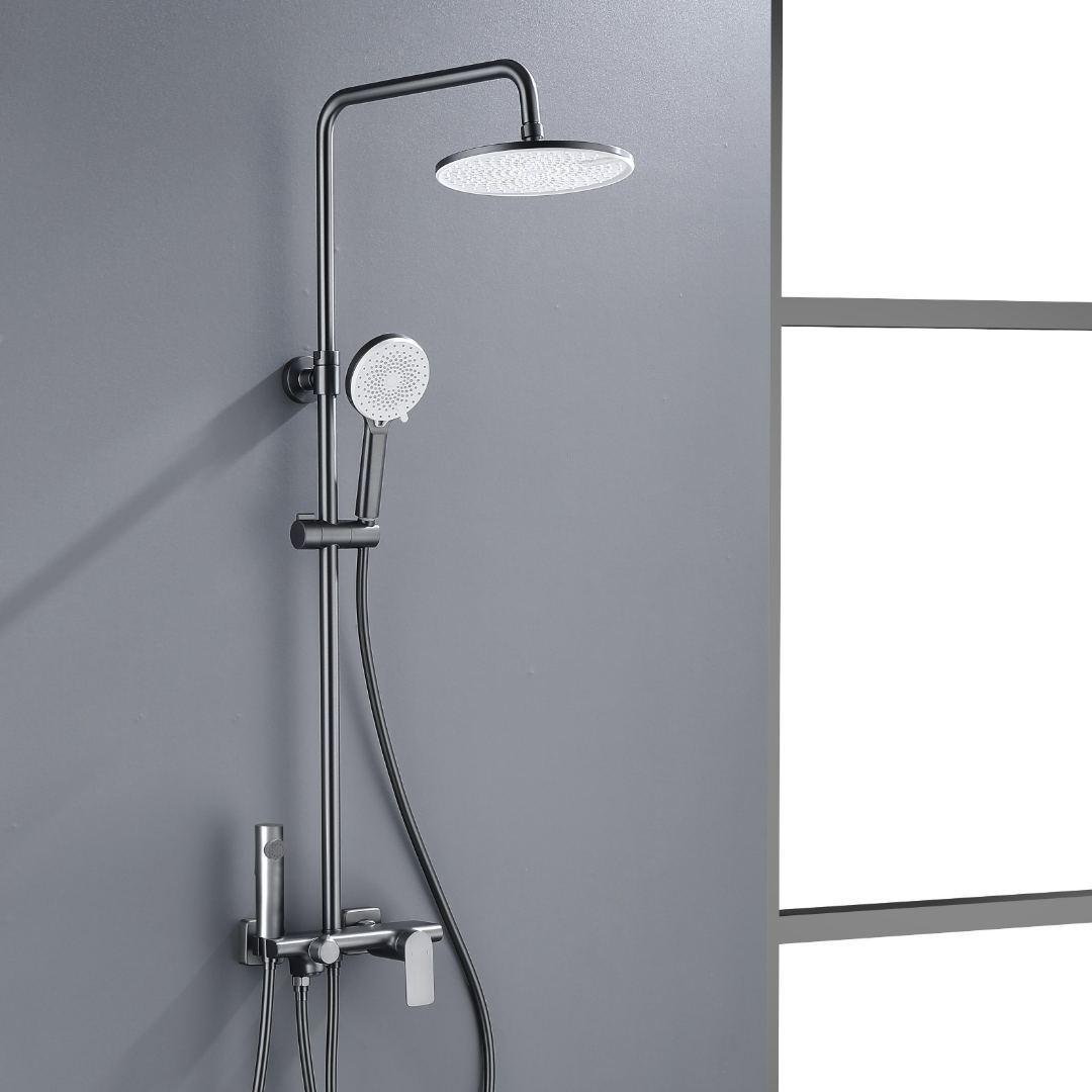 抖音同款花洒套装全铜拉丝枪灰电镀烤漆雅黑四功能淋浴花洒套装