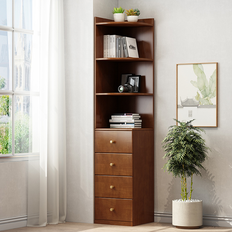 实木角柜简约现代转角柜靠墙客厅落地多层置物柜卧室墙角柜