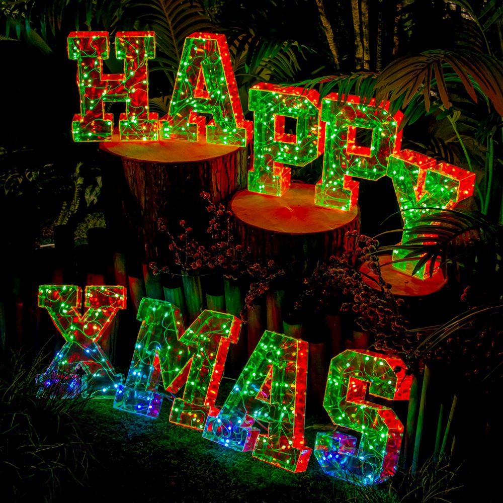 Cross-Border Magic Color LED Luminous Characters Xmas Ambience Light Party Gathering Creative Decoration Colored Lights Letters Christmas Decorations