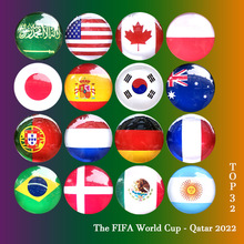 2022卡塔尔世界杯32强国旗胸针球队徽会徽钥匙扣水晶贴片来图制作