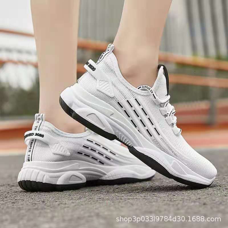 2021 New Fly-Kit Mesh Couple Casual Sports Versatile Fashion Shoes Running Breathable Non-Slip Korean Style Popular Women's Shoes