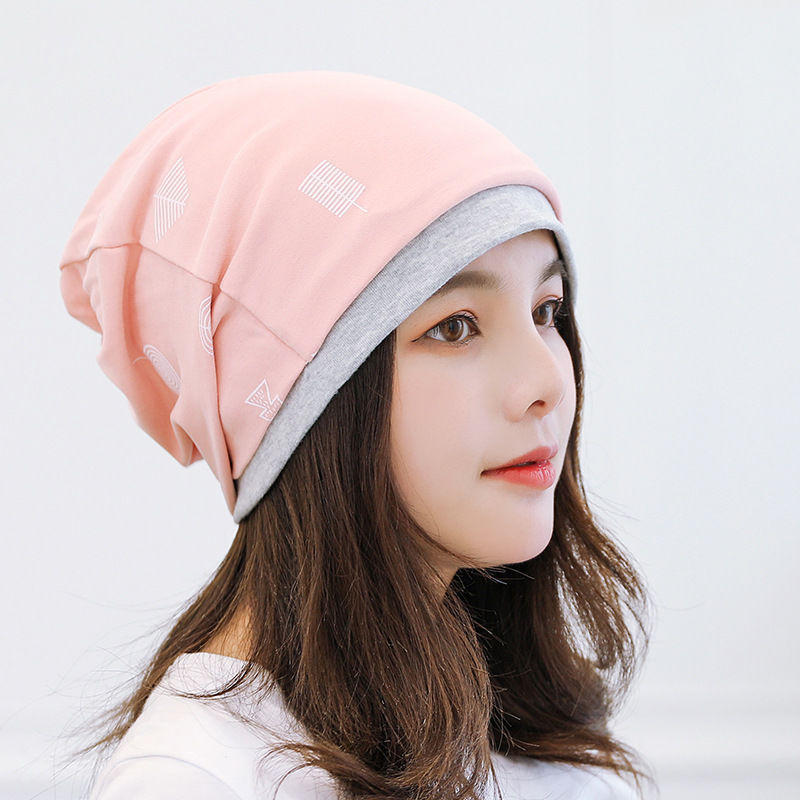 月子帽子双层月子帽春秋新款加边堆堆帽发带坐月子防风时尚产妇