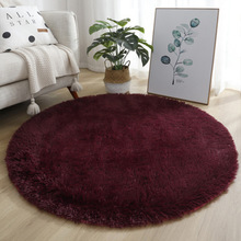 跨境丝毛圆形地毯卧室床边毯简约纯色长毛吊篮垫客厅沙发毯