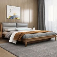 北欧1.8米双人床实木床现代简约收纳箱体1.5M气压高箱储物床皮床